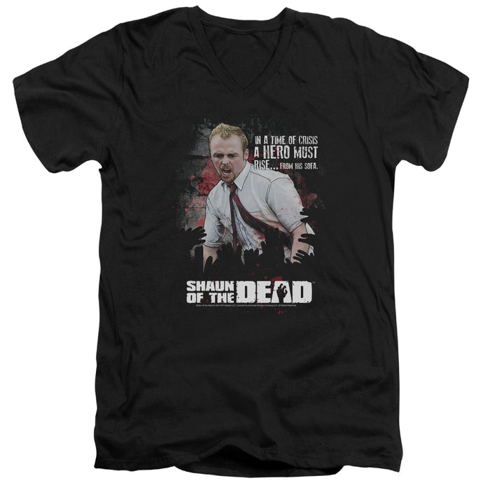 Shaun Of The Dead Hero Must Rise Mens Slim Fit V-Neck T Shirt Black