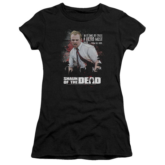 Shaun Of The Dead Hero Must Rise Junior Sheer Cap Sleeve Womens T Shirt Black