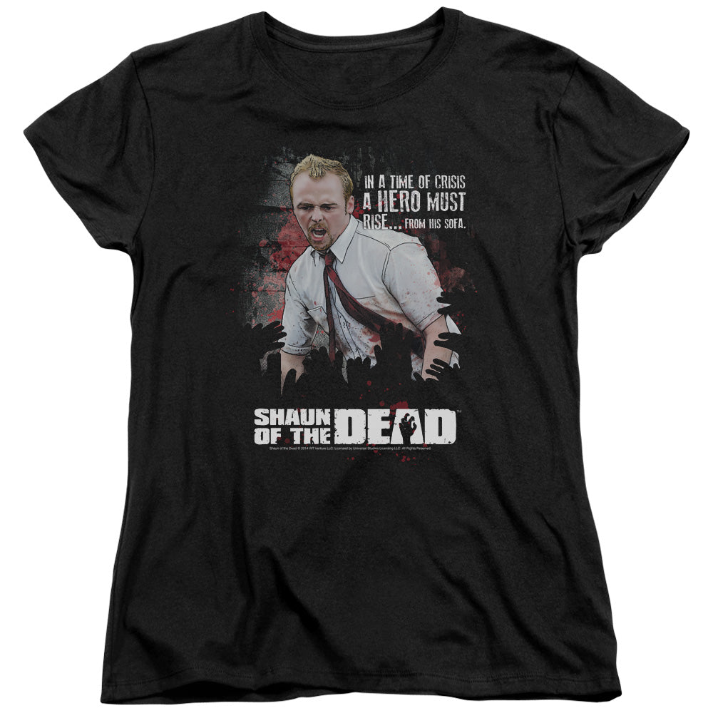 Shaun Of The Dead Hero Must Rise Womens T Shirt Black