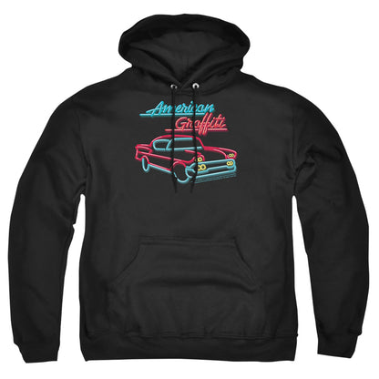 American Grafitti Neon Mens Hoodie Black Black