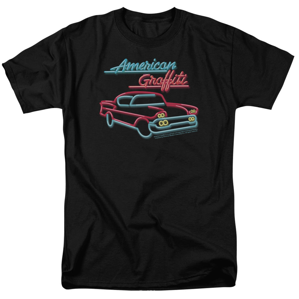 American Grafitti Neon Mens T Shirt Black Black