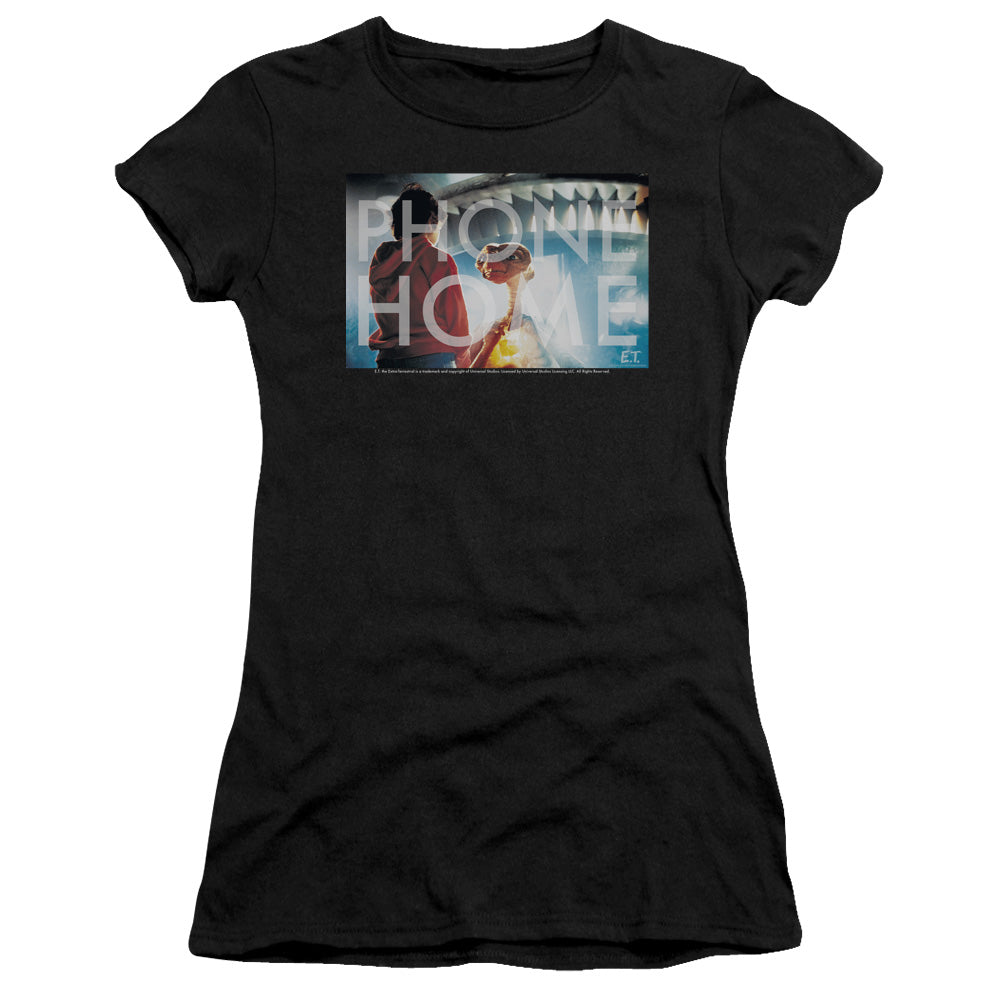 ET the Extra Terrestrial Knockout Junior Sheer Cap Sleeve Womens T Shirt Black