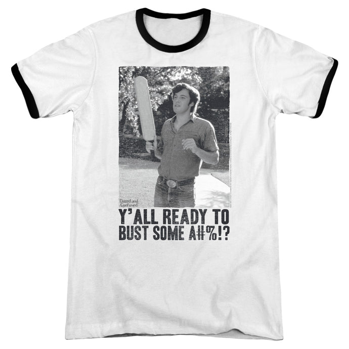 Dazed and Confused Paddle Heather Ringer Mens T Shirt White
