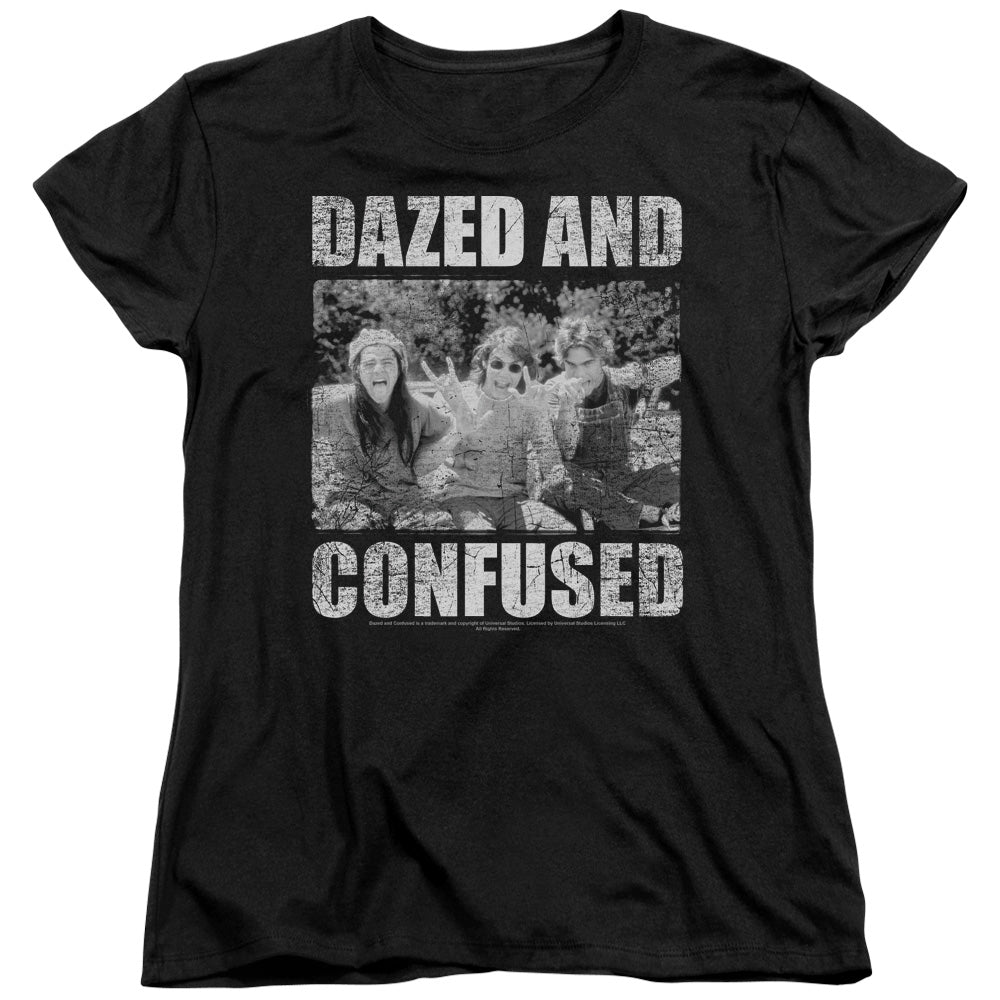 Dazed and Confused Rock On Womens T Shirt Black