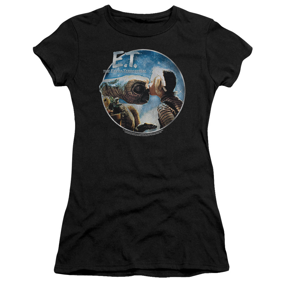 ET the Extra Terrestrial Gertie Kisses Junior Sheer Cap Sleeve Womens T Shirt Black