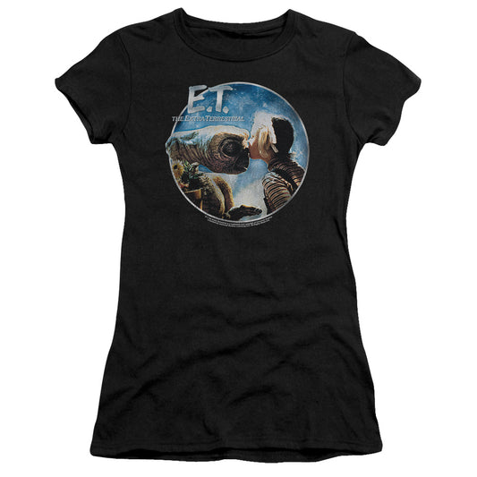 ET the Extra Terrestrial Gertie Kisses Junior Sheer Cap Sleeve Womens T Shirt Black