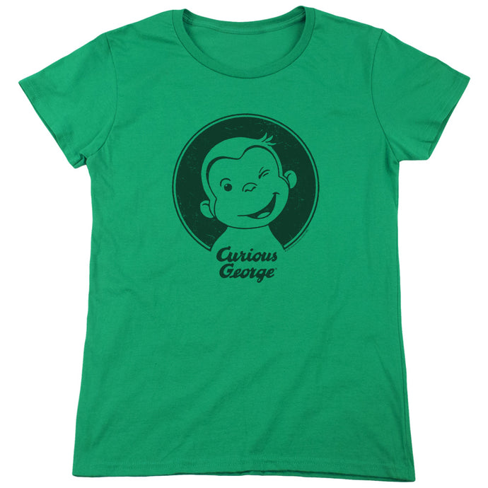 Curious George Classic Wink Womens T Shirt Kelly Green