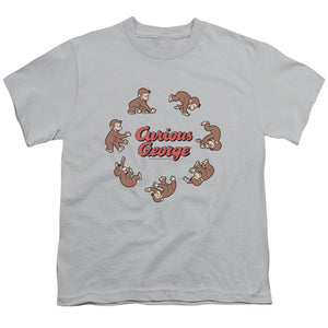 Curious George Rolling Fun Der Kids Youth T Shirt Silver