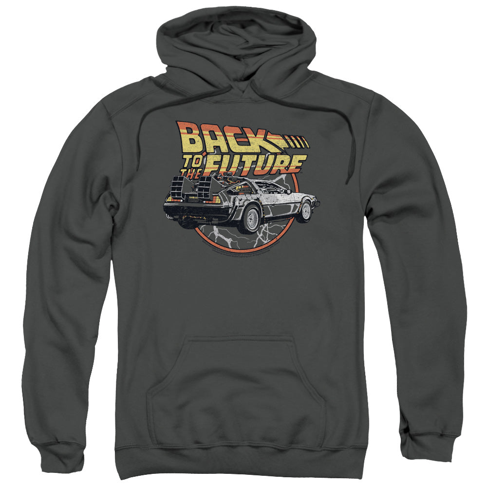 Back To The Future Time Machine Mens Hoodie Charcoal