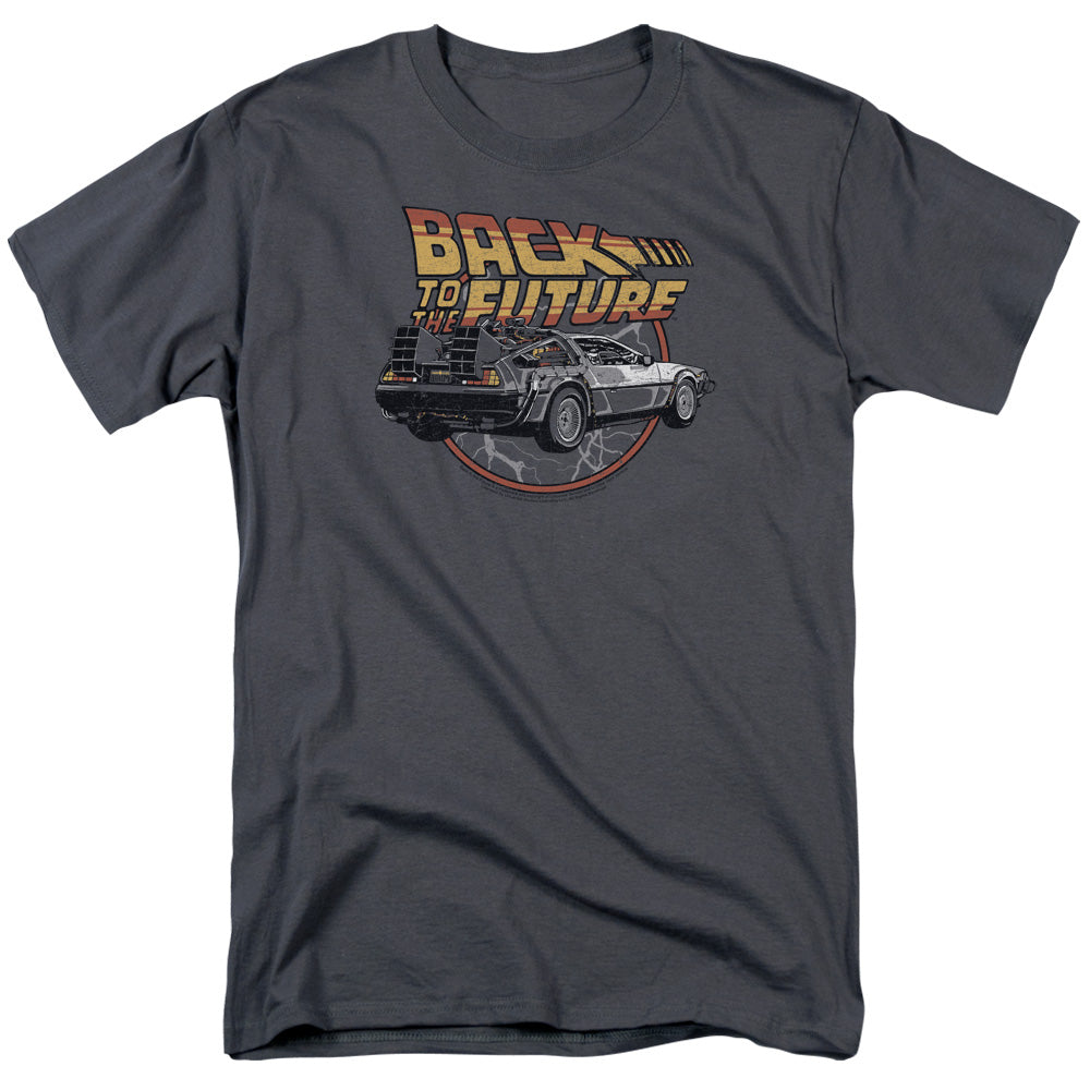 Back To The Future Time Machine Mens T Shirt Charcoal Charcoal Officially Licensed