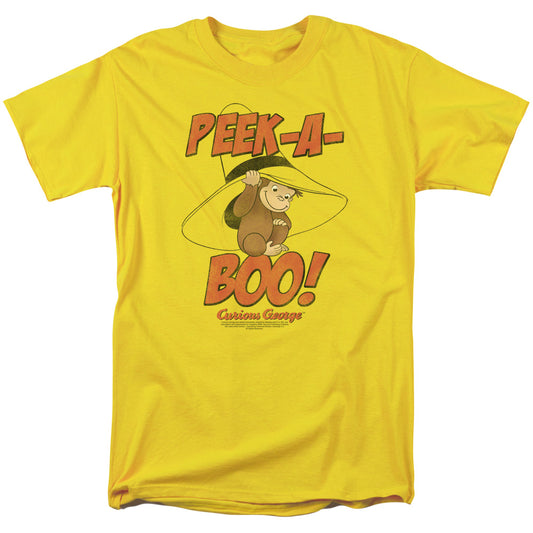 Curious George Peek A Boo Mens T Shirt Yellow