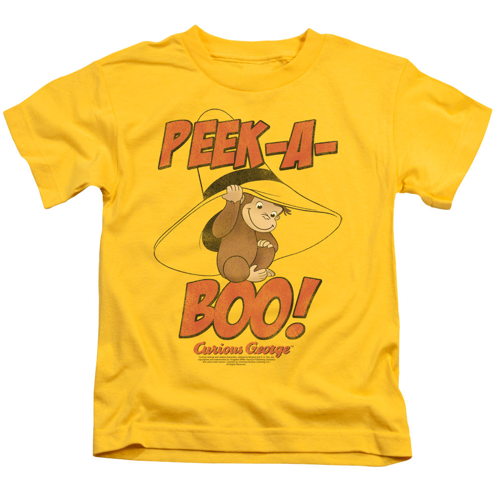 Curious George Peek A Boo Juvenile Kids Youth T Shirt Yellow Yellow