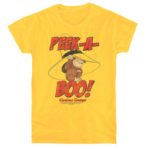 Curious George Peek A Boo Womens T Shirt Yellow Yellow