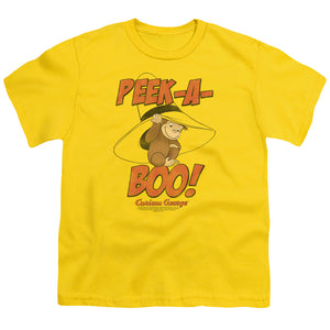 Curious George Peek A Boo Kids Youth T Shirt Yellow Yellow