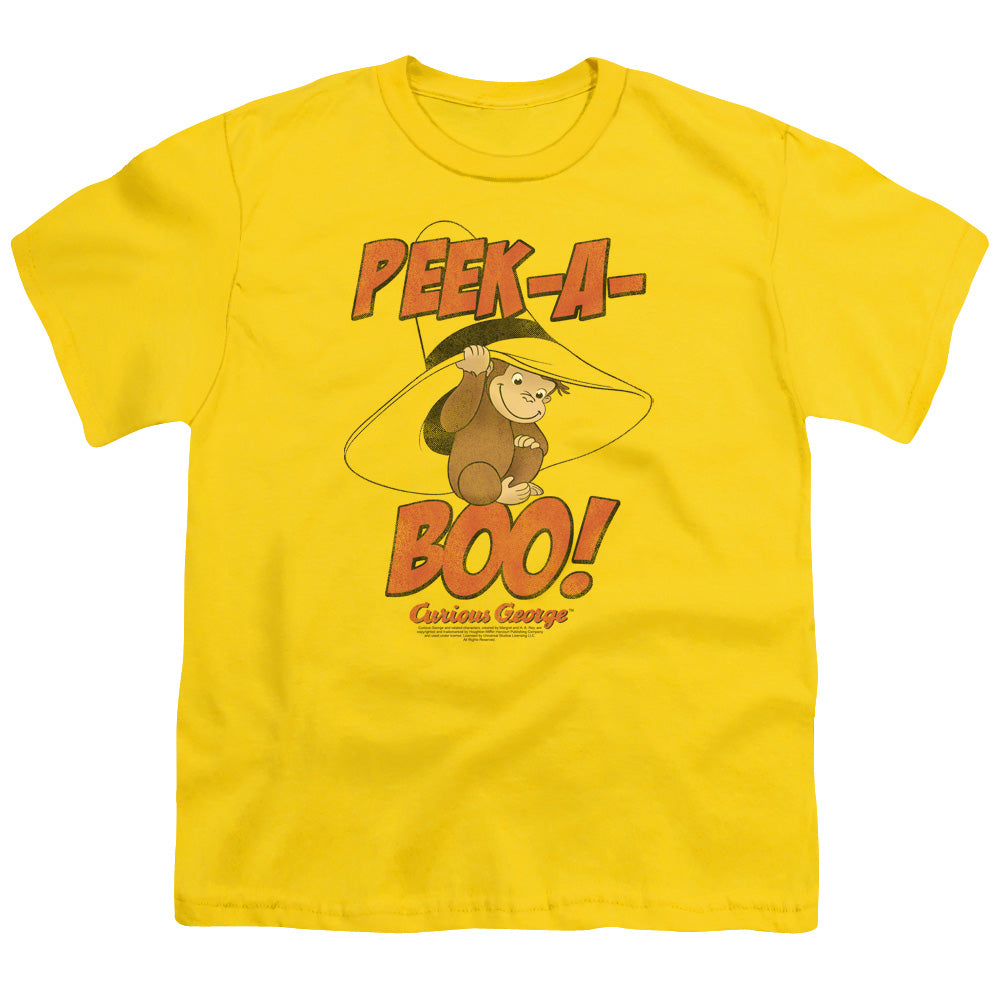 Curious George Peek A Boo Kids Youth T Shirt Yellow Yellow