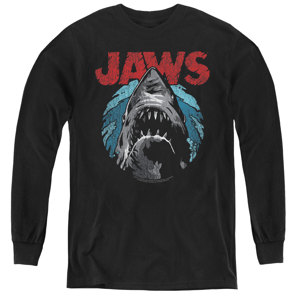 Jaws Water Circle Long Sleeve Kids Youth T Shirt Black