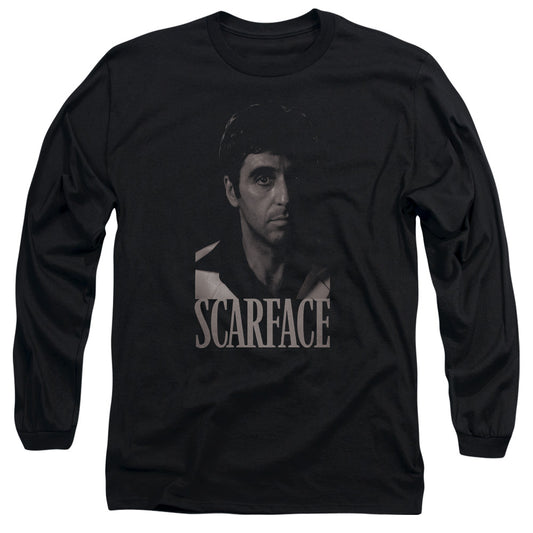 Scarface B&w Tony Mens Long Sleeve Shirt Black