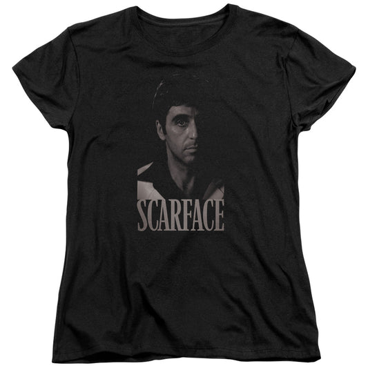 Scarface B&w Tony Womens T Shirt Black