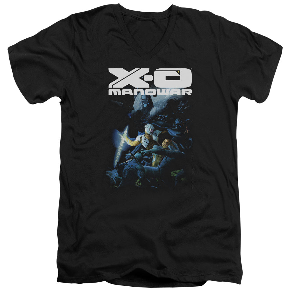 Xo Manowar By The Sword Mens Slim Fit V-Neck T Shirt 