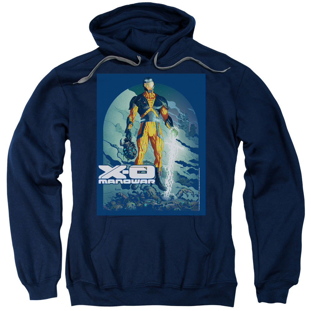 Xo Manowar Planet Death Mens Hoodie Navy Blue