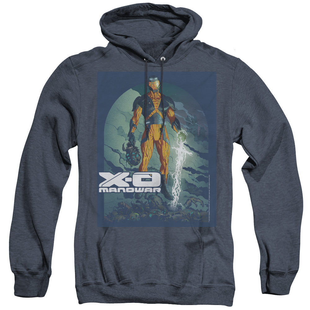 Xo Manowar Planet Death Heather Mens Hoodie Navy Blue