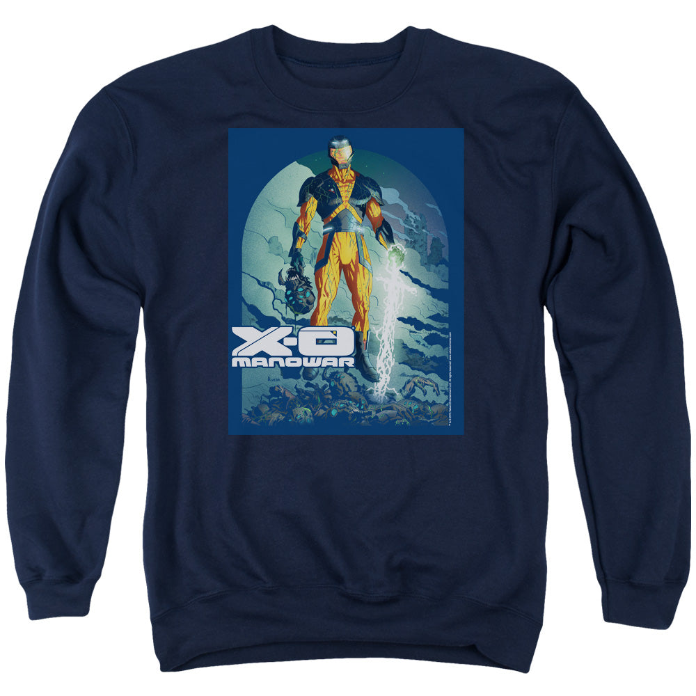 Xo Manowar Planet Death Mens Crewneck Sweatshirt Navy Blue