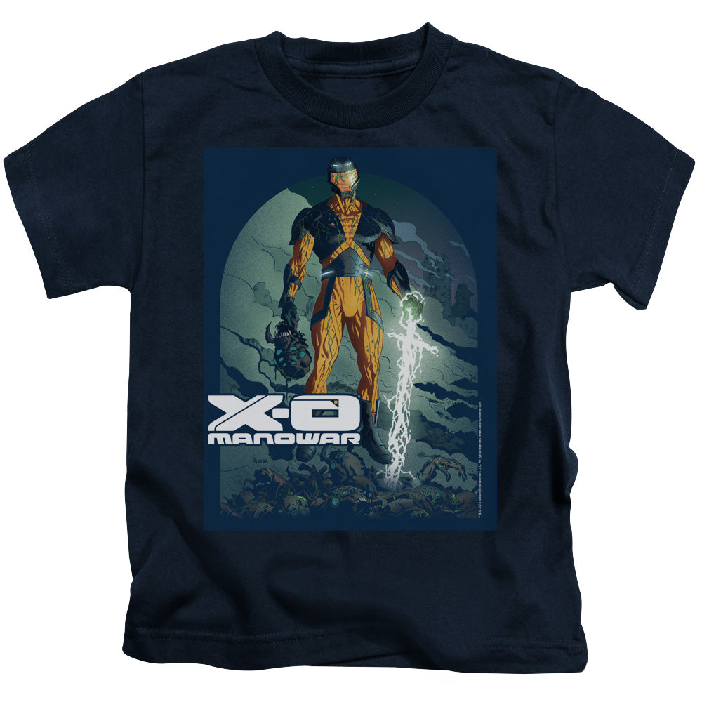 Xo Manowar Planet Death Juvenile Kids Youth T Shirt Navy Blue