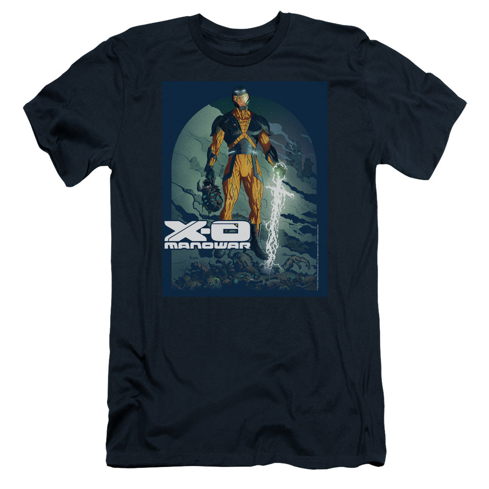 Xo Manowar Planet Death Slim Fit Mens T Shirt Navy Blue