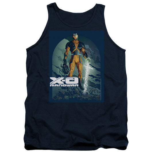 Xo Manowar Planet Death Mens Tank Top Shirt Navy Blue