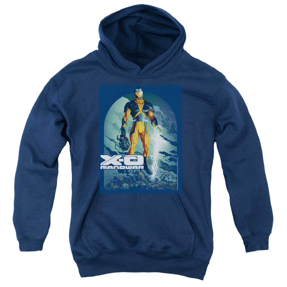 Xo Manowar Planet Death Kids Youth Hoodie Navy Blue