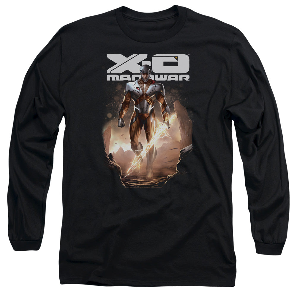 Xo Manowar Lightning Sword Mens Long Sleeve Shirt Black