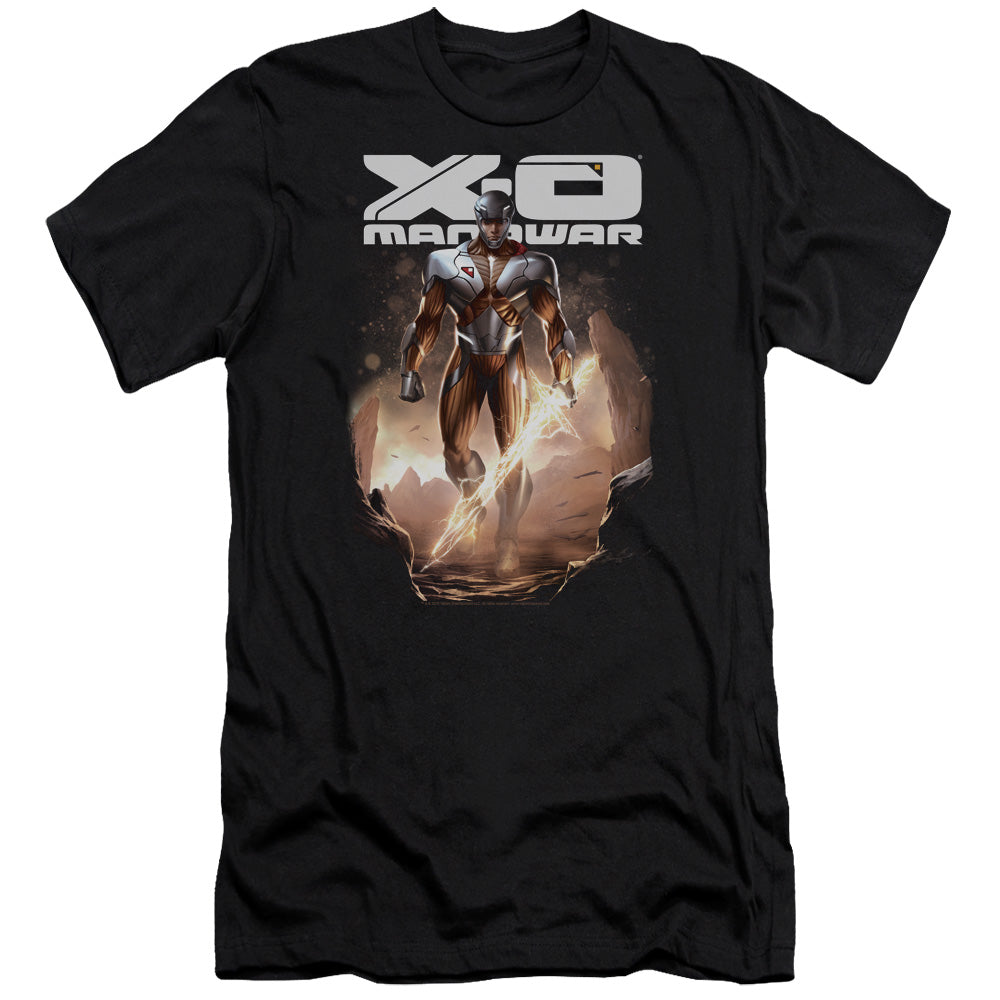 Xo Manowar Lightning Sword Premium Bella Canvas Slim Fit Mens T Shirt Black