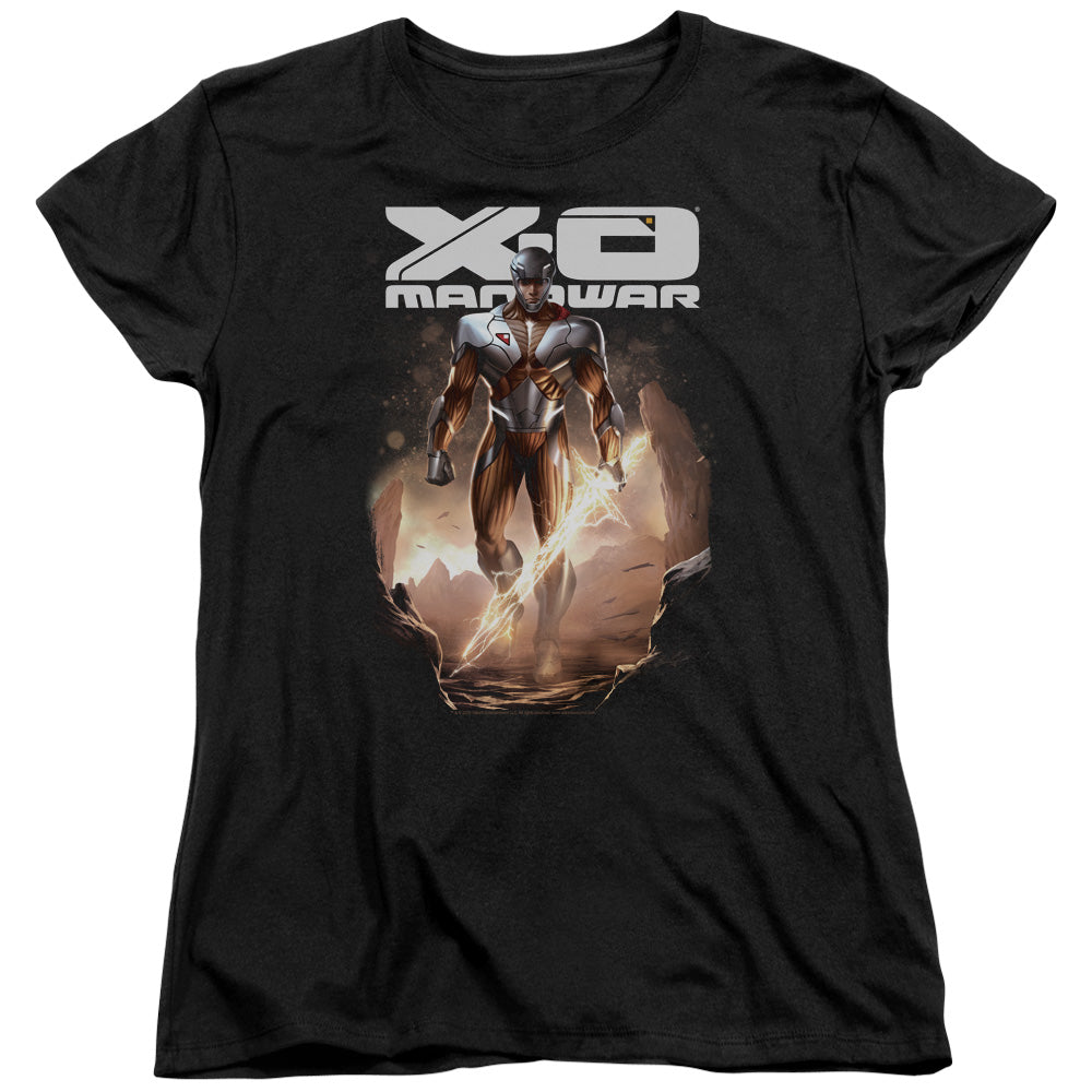 Xo Manowar Lightning Sword Womens T Shirt Black