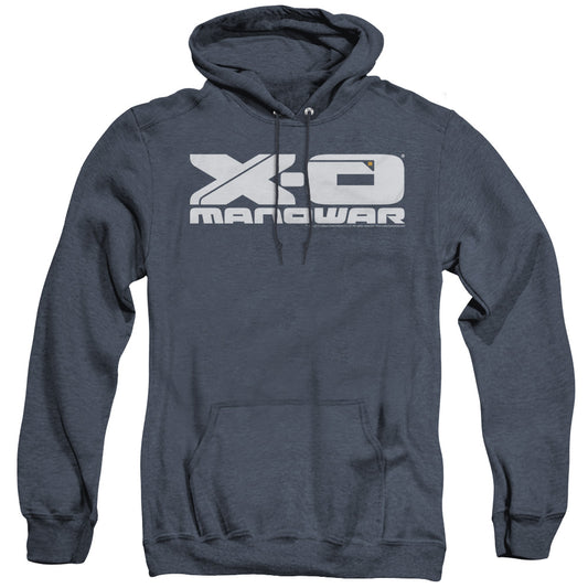 Xo Manowar Logo Heather Mens Hoodie Navy Blue