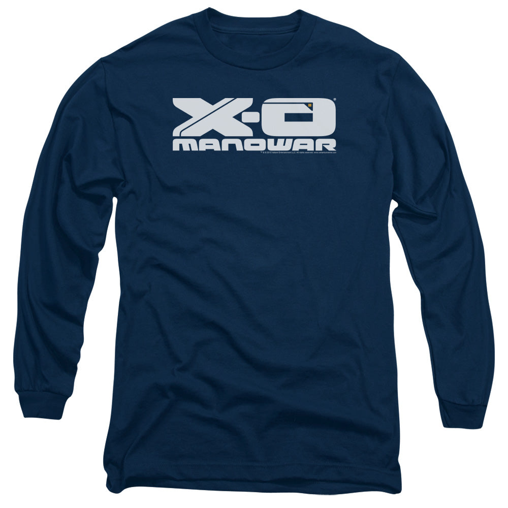 Xo Manowar Logo Mens Long Sleeve Shirt Navy Blue