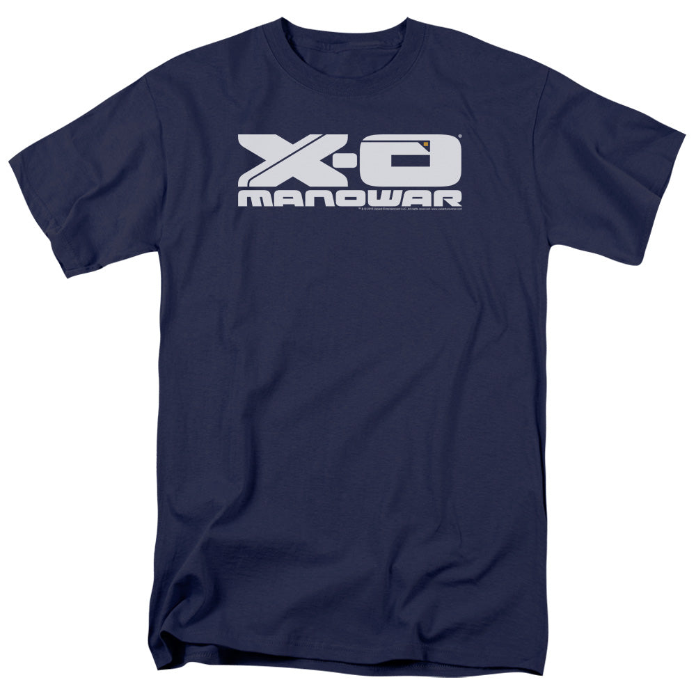 Xo Manowar Logo Mens T Shirt Navy Blue