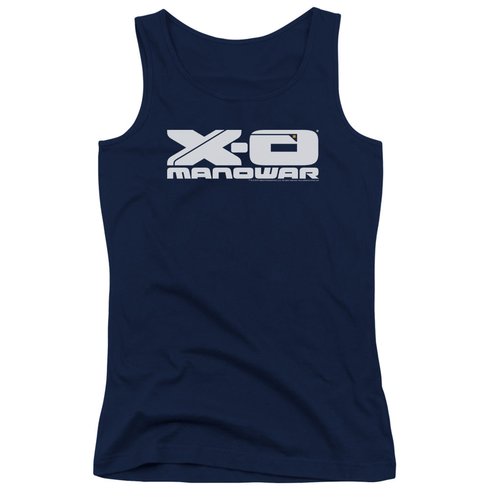 Xo Manowar Logo Womens Tank Top Shirt Navy Blue