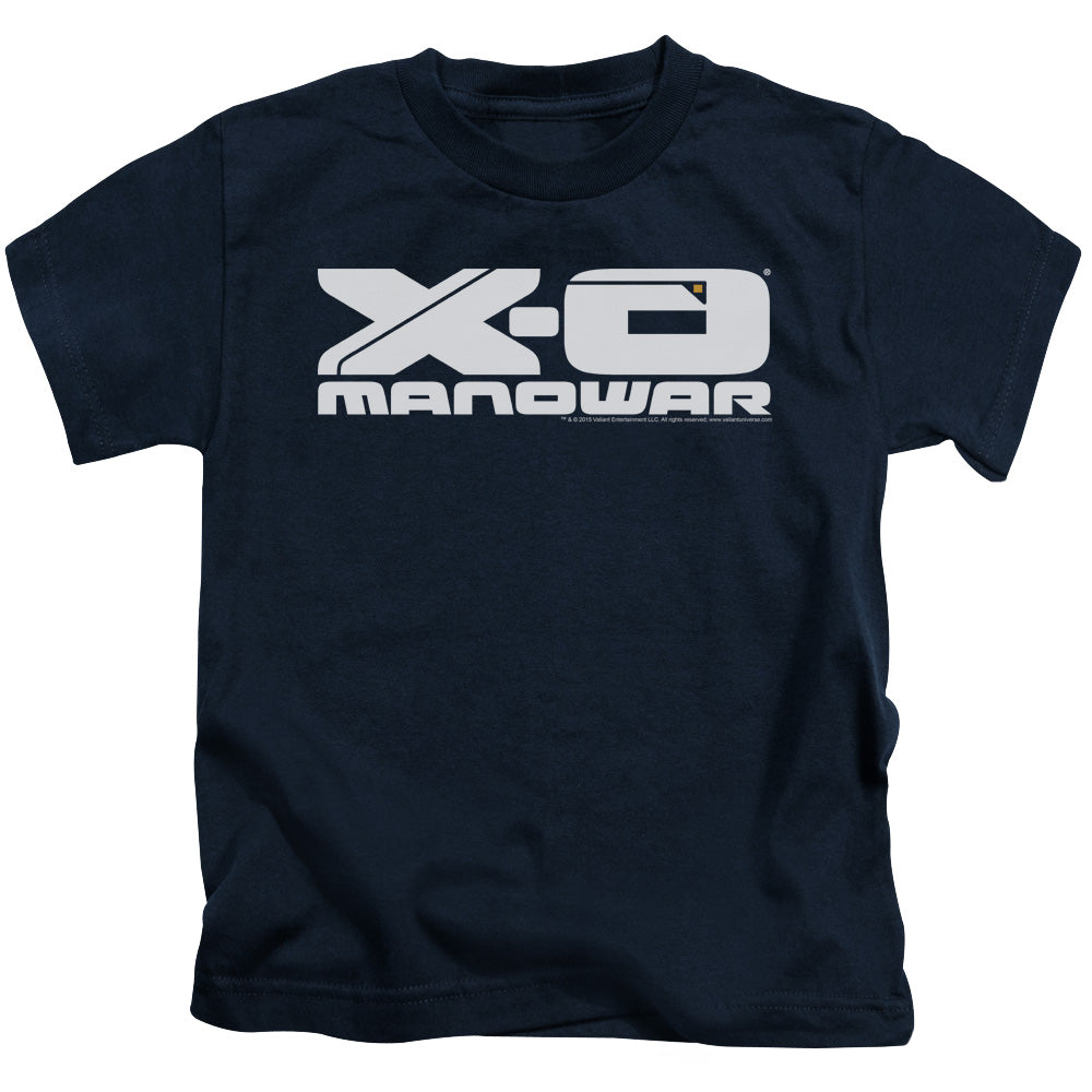 Xo Manowar Logo Juvenile Kids Youth T Shirt Navy Blue