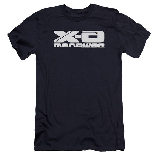 Xo Manowar Logo Premium Bella Canvas Slim Fit Mens T Shirt Navy Blue