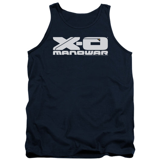 Xo Manowar Logo Mens Tank Top Shirt Navy Blue