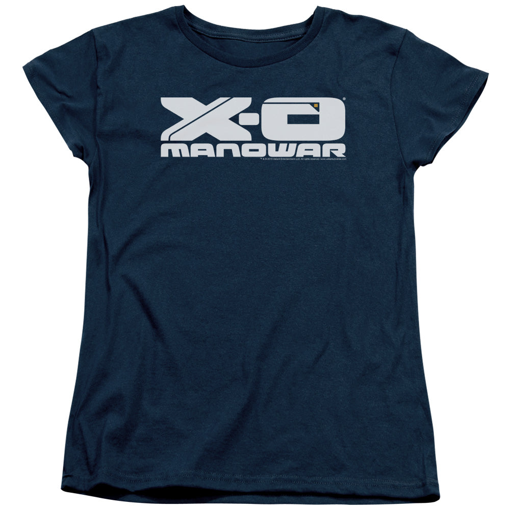 Xo Manowar Logo Womens T Shirt Navy Blue