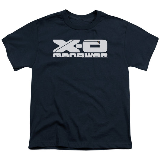 Xo Manowar Logo Kids Youth T Shirt Navy Blue