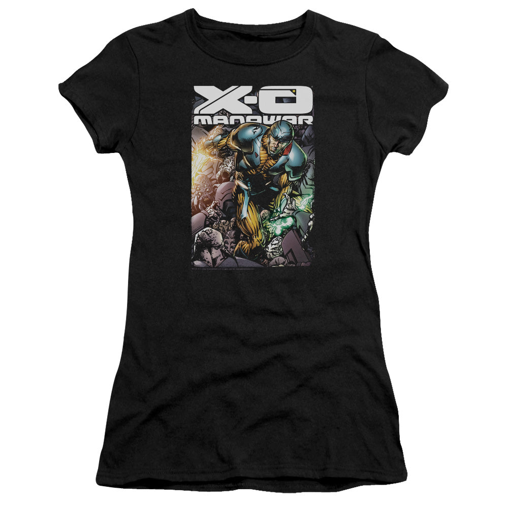 Xo Manowar Pit Junior Sheer Cap Sleeve Womens T Shirt Black