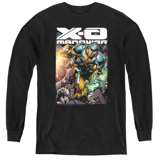 Xo Manowar Pit Long Sleeve Kids Youth T Shirt Black