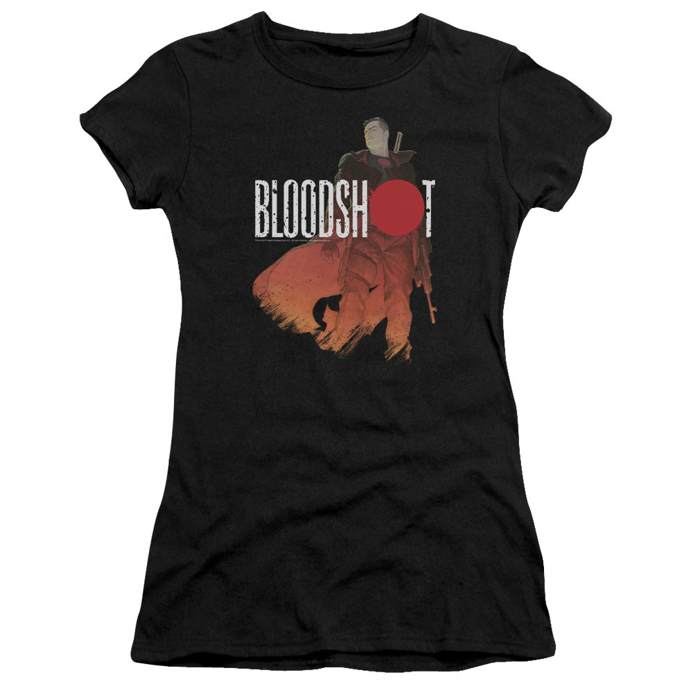 Bloodshot Taking Aim Junior Sheer Cap Sleeve Womens T Shirt Black