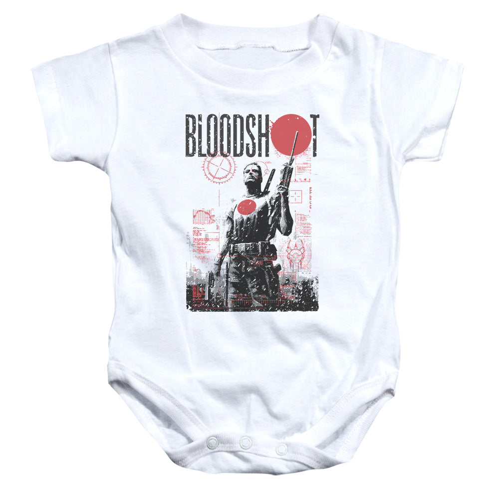 Bloodshot Death By Tech Infant Baby Snapsuit White