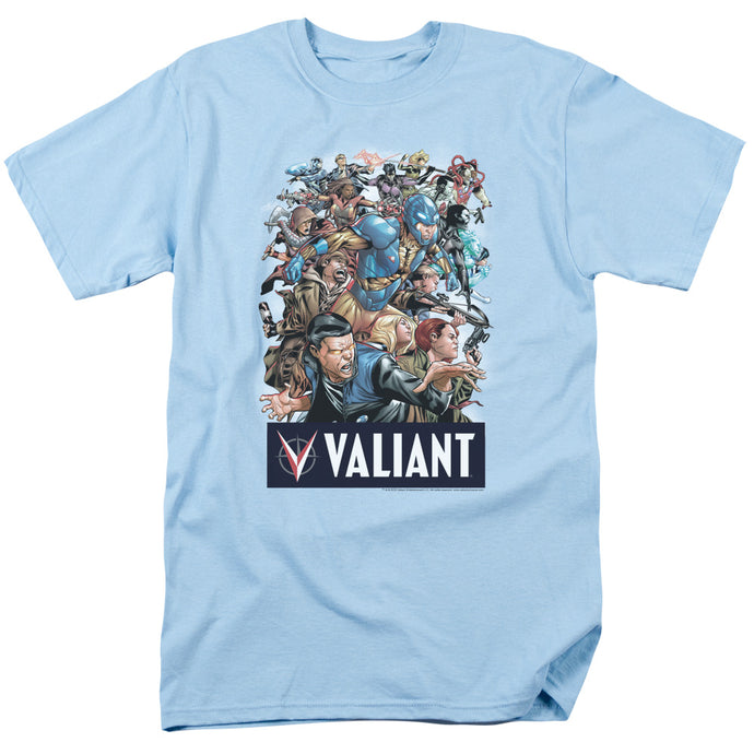 Valiant Comics 25th Group Mens T Shirt Light Blue