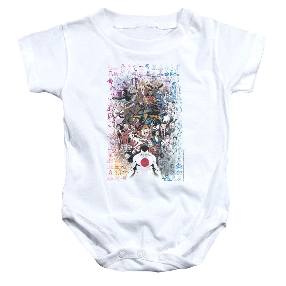 Valiant Everybodys Here Infant Baby Snapsuit White