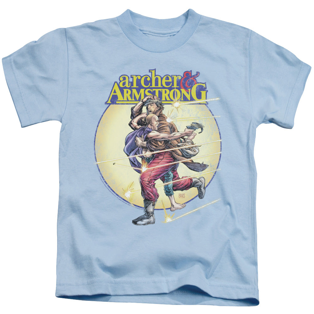 Archer & Armstrong Vintage A & A Juvenile Kids Youth T Shirt Light Blue