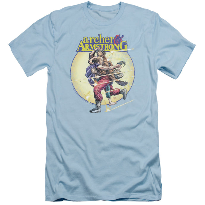 Archer & Armstrong Vintage A & A Slim Fit Mens T Shirt Light Blue